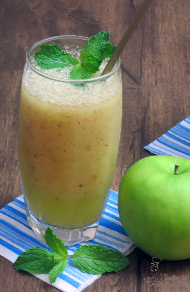 Refrescante!! Assim é esse suco de maçã com hortelã...