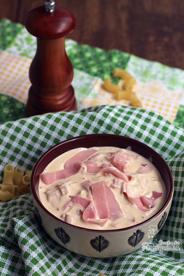 Buscando um molho rápido para uma massa? Experimente esse Molho de Creme de Leite e Presunto! Fica pronto em um instante!!!