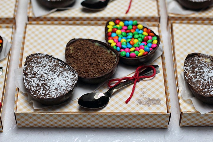 Ovos de Páscoa de Colher: Palha Italiana, Casadinho, Ganache com Confete