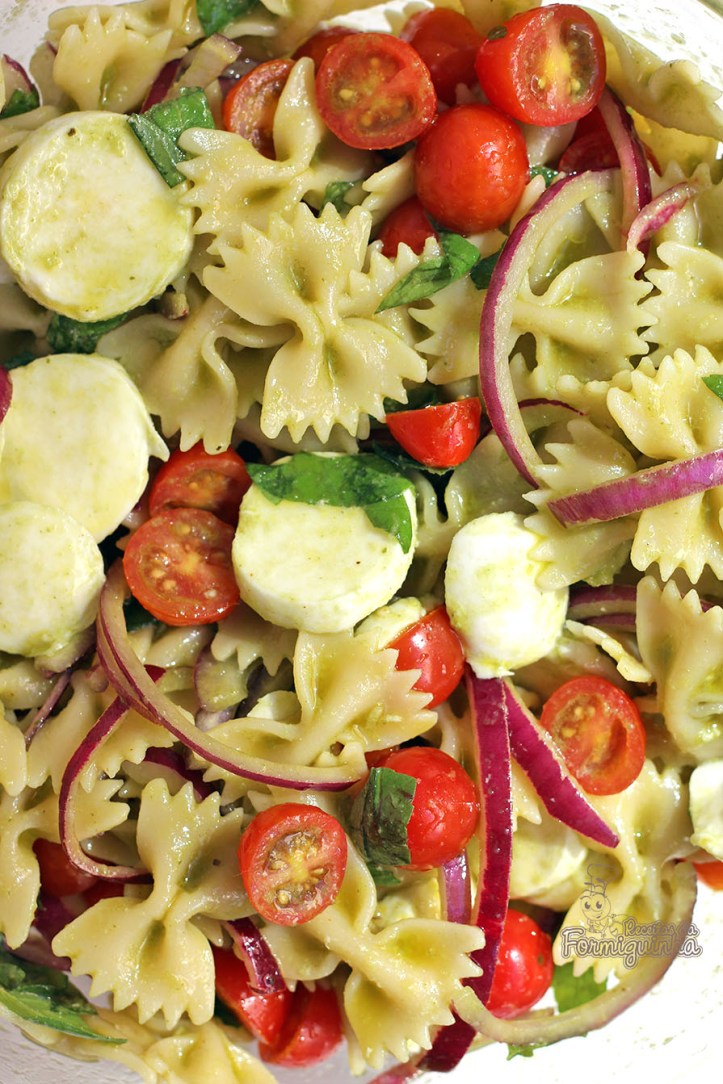 Rápida, refrescante e muito saborosa, essa Salada de Macarrão Caprese pode ser preparada com bastante antecedência e te ajudar naqueles dias corridos! Vale muito a pena experimentar!